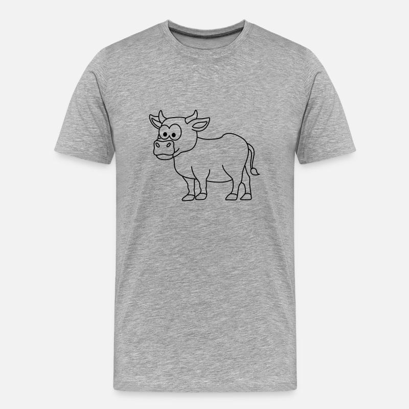 Kuh Comic Tier - Männer Premium Bio T-Shirt - Grau meliert