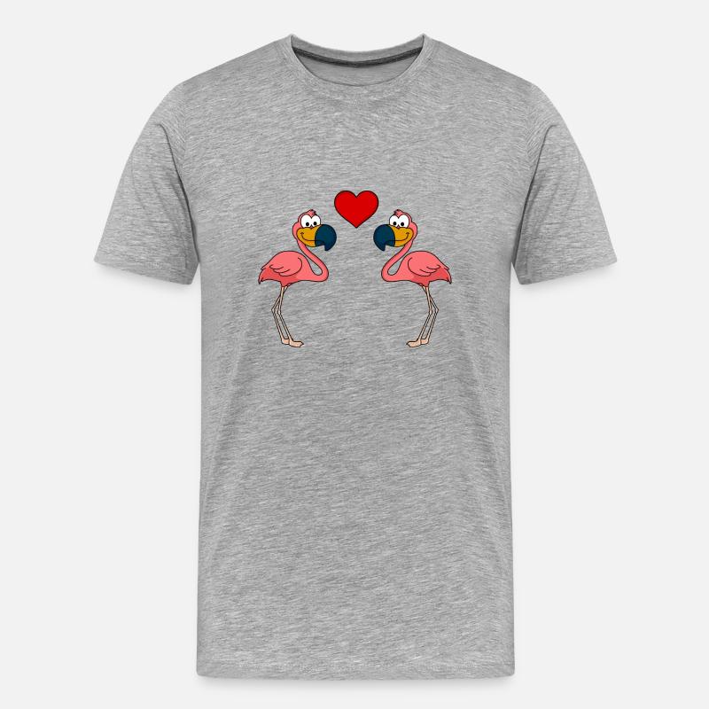 Flamingo Comic Paar liebe - Männer Premium Bio T-Shirt - Grau meliert