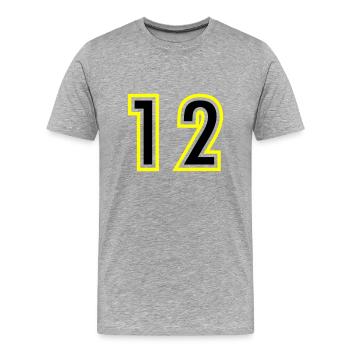 12 Number College - Men's Premium Organic T-Shirt - heather grey - Front - Damien (186cm)