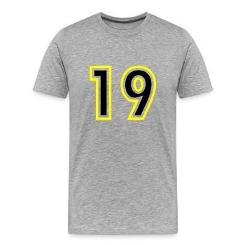 19 Number College - Men's Premium Organic T-Shirt - heather grey - Front - Damien (186cm)