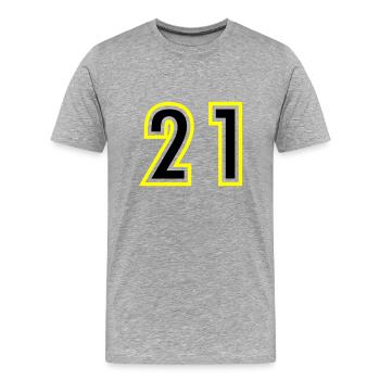 21 Number College - Men's Premium Organic T-Shirt - heather grey - Front - Damien (186cm)