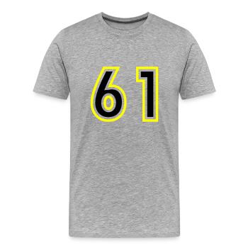 61 Number College - Men's Premium Organic T-Shirt - heather grey - Front - Damien (186cm)