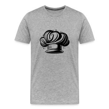 Chef's Hat Silhouette Cooking Chef - Men's Premium Organic T-Shirt - heather grey - Front - Damien (186cm)