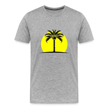 Île Palm Silhouette - T-shirt bio Premium Homme - gris chiné - Devant - Damien (186cm)
