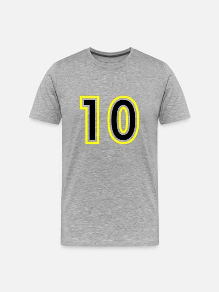 10 Zahl College - Männer Premium Bio T-Shirt - Grau meliert