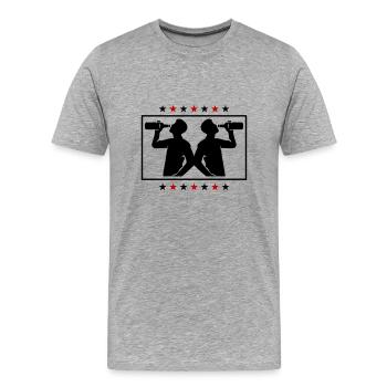 Buveur Bière Silhouette - T-shirt bio Premium Homme - gris chiné - Devant - Damien (186cm)