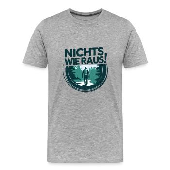 Nichts wie raus - in die Natur - Wandern - Männer Premium Bio T-Shirt - Grau meliert - Vorne - Damien (186cm)