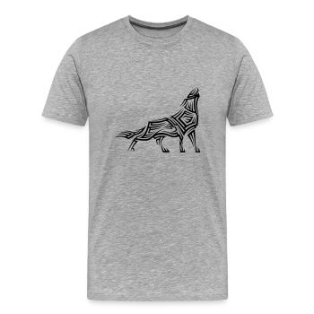 Tatouage tribal wolf - T-shirt bio Premium Homme - gris chiné - Devant - Damien (186cm)