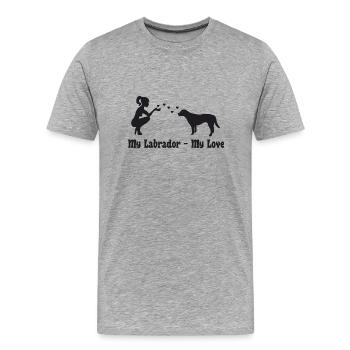 My Labrador - My love - Männer Premium Bio T-Shirt - Grau meliert - Vorne - Damien (186cm)