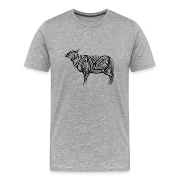 Tatouage tribal de mouton - T-shirt bio Premium Homme - gris chiné - Devant - Damien (186cm)