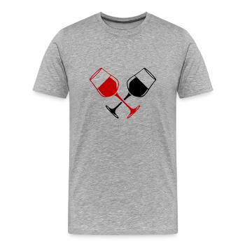 Weinglas Rotwein Symbol - Männer Premium Bio T-Shirt - Grau meliert - Vorne - Damien (186cm)