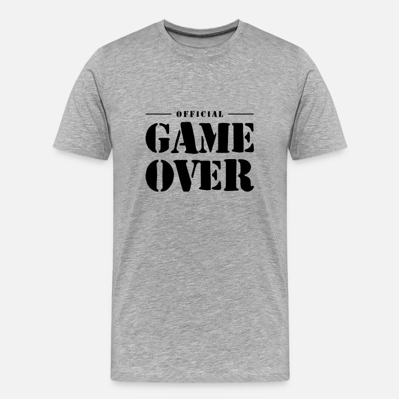 Game Over Spruch - Männer Premium Bio T-Shirt - Grau meliert