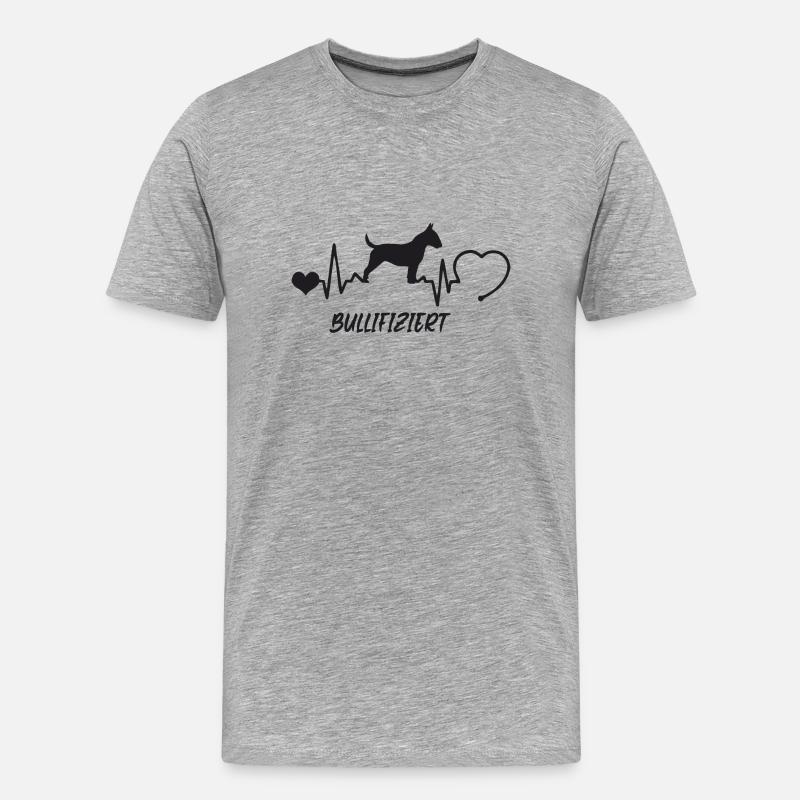 Bullterrier mit Herzschlag - Männer Premium Bio T-Shirt - Grau meliert