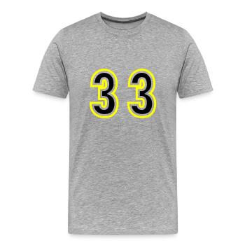33 Zahl College - Männer Premium Bio T-Shirt - Grau meliert - Vorne - Damien (186cm)