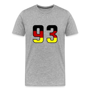 93 Symbole numérique Allemagne - T-shirt bio Premium Homme - gris chiné - Devant - Damien (186cm)