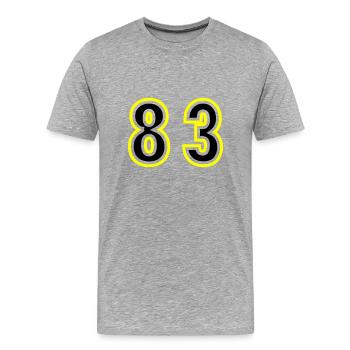 83 Nombre Collège - T-shirt bio Premium Homme - gris chiné - Devant - Damien (186cm)