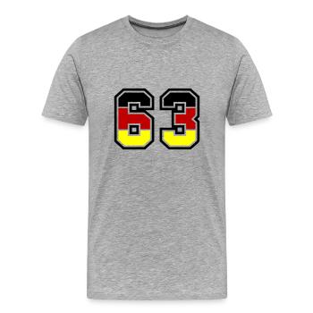 63 Symbole numérique Allemagne - T-shirt bio Premium Homme - gris chiné - Devant - Damien (186cm)