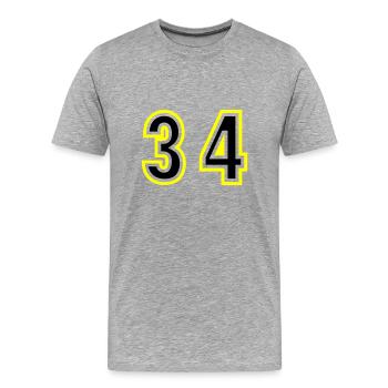 34 Zahl College - Männer Premium Bio T-Shirt - Grau meliert - Vorne - Damien (186cm)