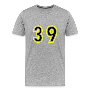 39 Zahl College - Männer Premium Bio T-Shirt - Grau meliert - Vorne - Damien (186cm)