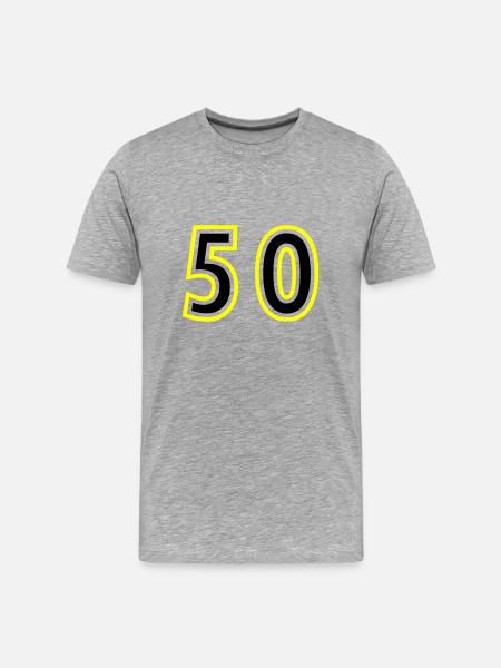 52 Zahl College - Männer Premium Bio T-Shirt - Grau meliert