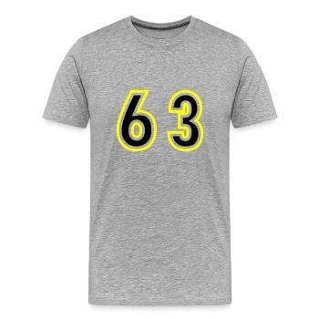 63 Nombre Collège - T-shirt bio Premium Homme - gris chiné - Devant - Damien (186cm)