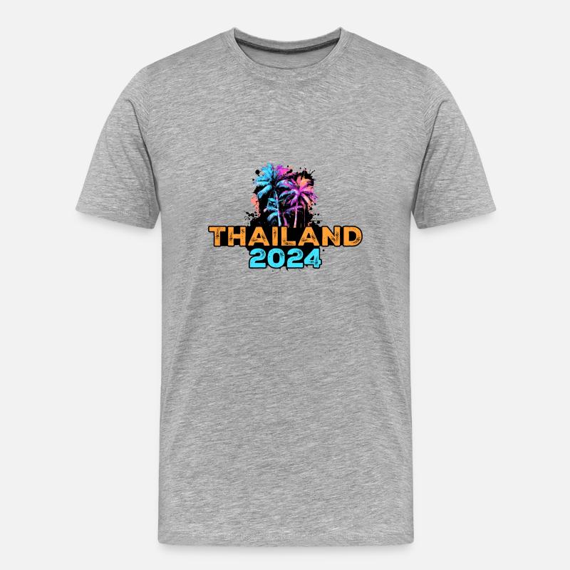 Thailand 2024 Reise - Männer Premium Bio T-Shirt - Grau meliert