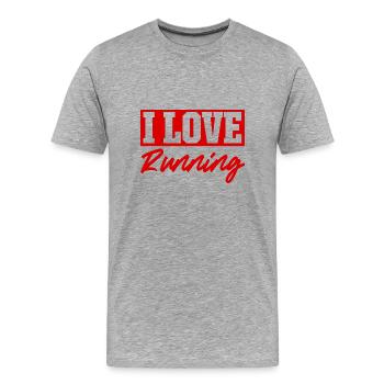 Ich liebe Rennen - Männer Premium Bio T-Shirt - Grau meliert - Vorne - Damien (186cm)
