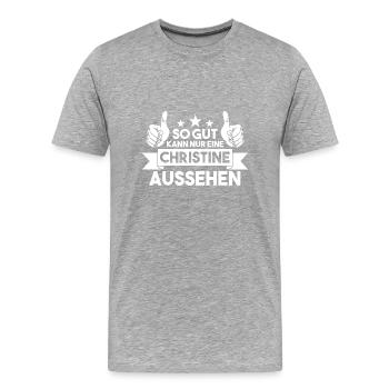 Christine - Männer Premium Bio T-Shirt - Grau meliert - Vorne - Damien (186cm)