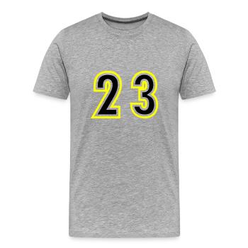 23 Zahl College - Männer Premium Bio T-Shirt - Grau meliert - Vorne - Damien (186cm)