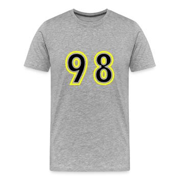 98 Zahl College - Männer Premium Bio T-Shirt - Grau meliert - Vorne - Damien (186cm)