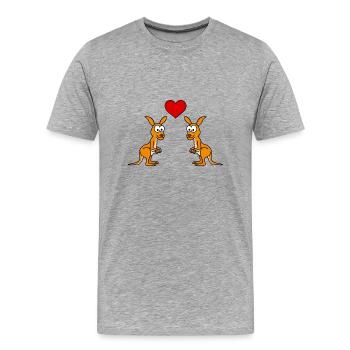 Kangaroo Comic Paar Liebe - Männer Premium Bio T-Shirt - Grau meliert - Vorne - Damien (186cm)