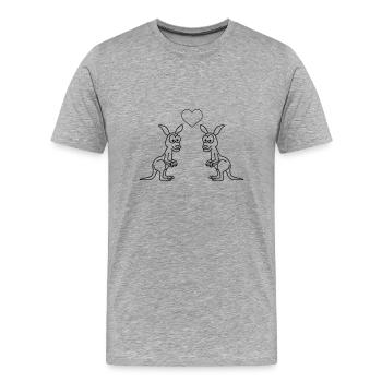 Kangaroo Comic Paar Liebe - Männer Premium Bio T-Shirt - Grau meliert - Vorne - Damien (186cm)