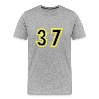 37 Zahl College - Männer Premium Bio T-Shirt - Grau meliert - Vorne - Damien (186cm)