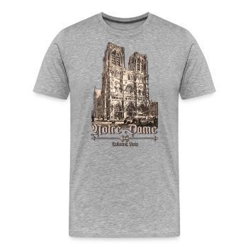Notre Dame Paris - Männer Premium Bio T-Shirt - Grau meliert - Vorne - Damien (186cm)