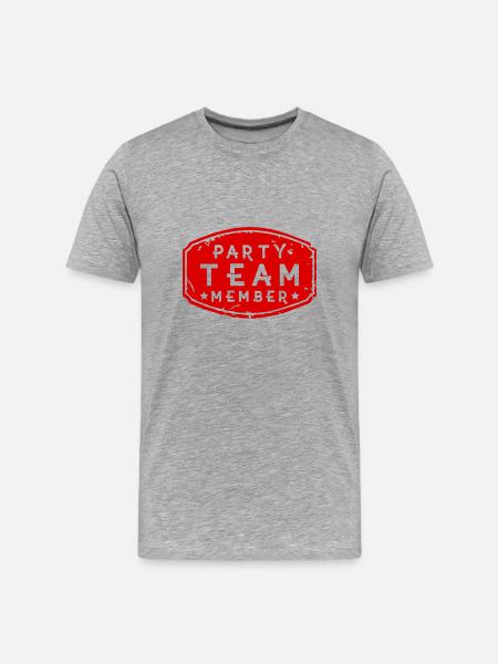 Party Team Member - Männer Premium Bio T-Shirt - Grau meliert