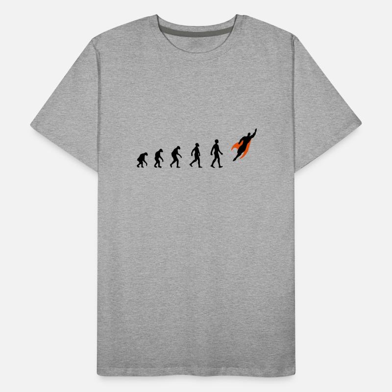 Evolution, super, hero, darwin, superhero, flying, Men's Premium Organic T-Shirt