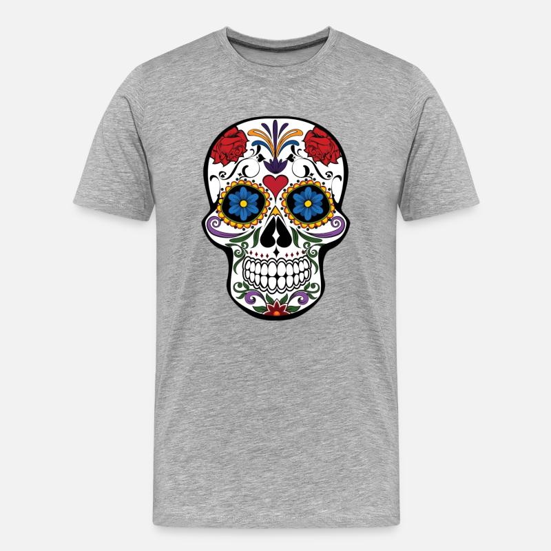 Calavera - Männer Premium Bio T-Shirt - Grau meliert