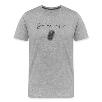 Du bist einzigartig - Männer Premium Bio T-Shirt - Grau meliert - Vorne - Damien (186cm)