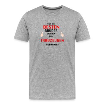 Bruder Trauzeuge - Männer Premium Bio T-Shirt - Grau meliert - Vorne - Damien (186cm)