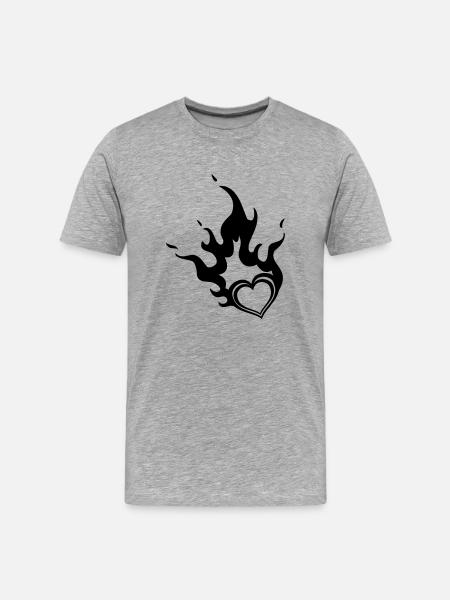 burning heart - Men's Premium Organic T-Shirt - heather grey
