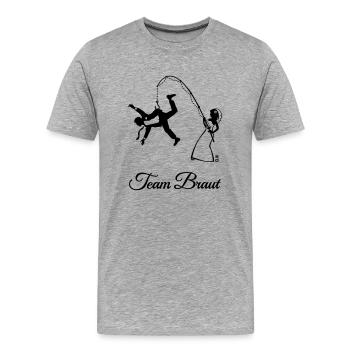 Team Braut Ehemann Angeln (JGA / 1C) - Männer Premium Bio T-Shirt - Grau meliert - Vorne - Damien (186cm)