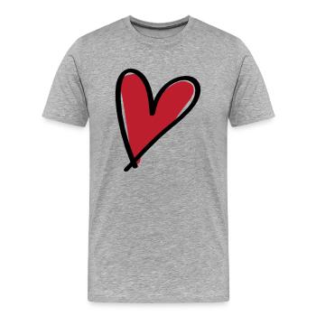 Herz Symbol - Männer Premium Bio T-Shirt - Grau meliert - Vorne - Damien (186cm)