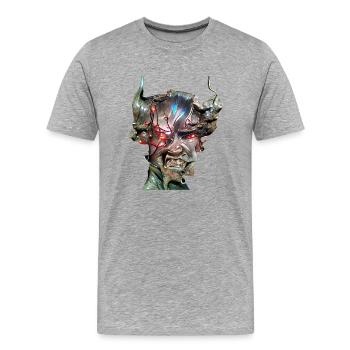 Cyber Demon Face - Männer Premium Bio T-Shirt - Grau meliert - Vorne - Damien (186cm)