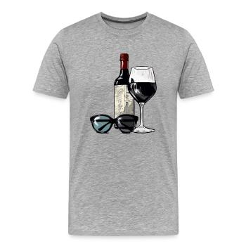 Glas Wein und Flasche Nr. 3 - Männer Premium Bio T-Shirt - Grau meliert - Vorne - Damien (186cm)