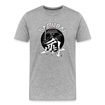 Samurai - Männer Premium Bio T-Shirt - Grau meliert - Vorne - Damien (186cm)