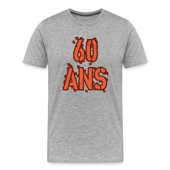 60 ANS - T-shirt bio Premium Homme - gris chiné - Devant - Damien (186cm)