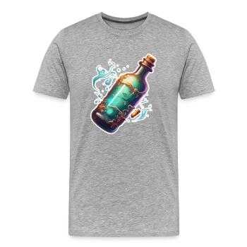 Magische Flasche / Korken / Wasser / Comic - Männer Premium Bio T-Shirt - Grau meliert - Vorne - Damien (186cm)