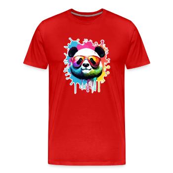 Panda / Animal / Zoo / Bamboo / Wild / Childlike - Men's Premium Organic T-Shirt - red - Front - Damien (186cm)