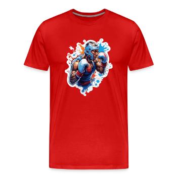 Boxer / Sport / Kampf / Arena / Boxring / Fäuste - Männer Premium Bio T-Shirt - Rot - Vorne - Damien (186cm)