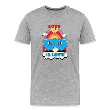 L’amour est love_blue - T-shirt bio Premium Homme - gris chiné - Devant - Damien (186cm)